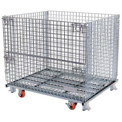 Foldable Wire Mesh Storage Cages Hot Dip Galvanizing  500 Kg-1500 Kg Capacity