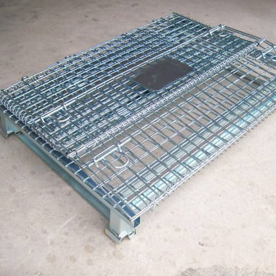 Foldable Wire Mesh Storage Cages Hot Dip Galvanizing  500 Kg-1500 Kg Capacity
